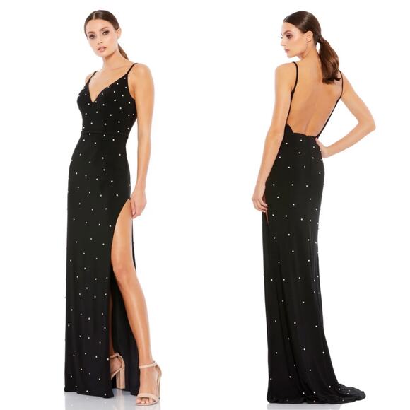 Ieena Mac Duggal Rhinestone Embellished V-Neck Gown Size 2 NWT $298 70232 - Picture 7 of 7